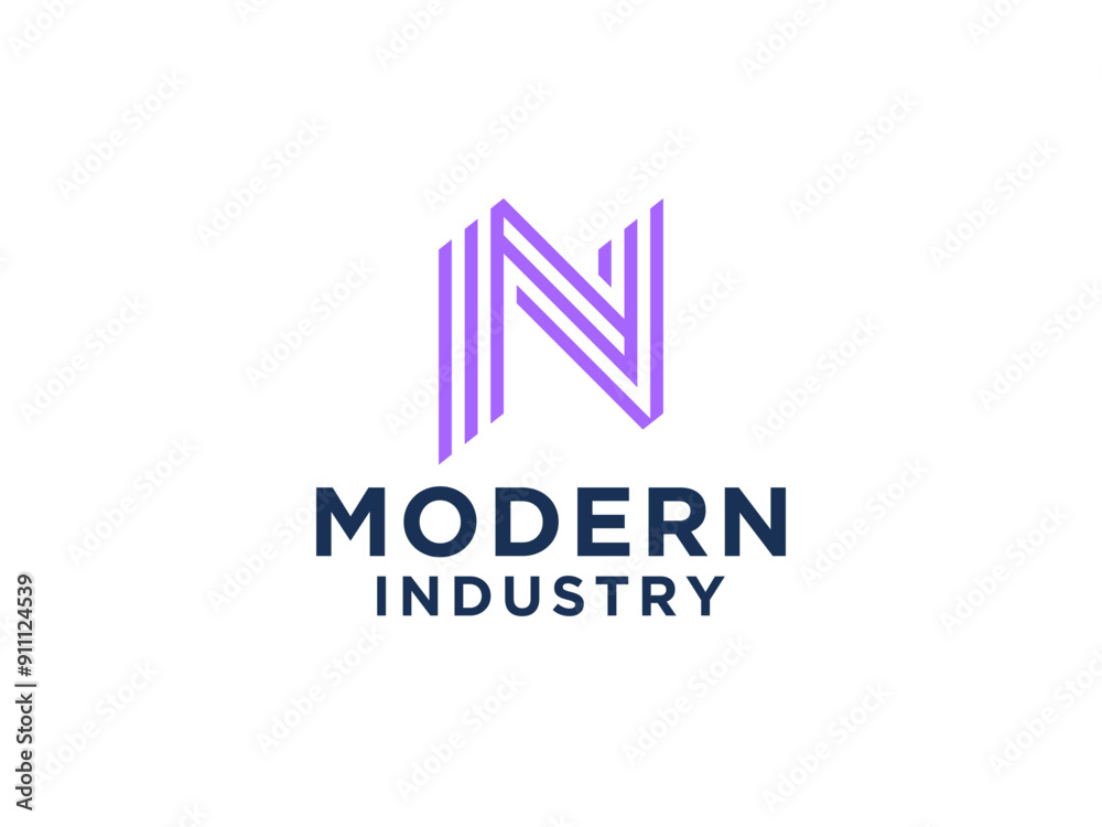 Abstract Initial Letter N Logo Square Rounded Line. Flat Vector Logo Design Abstract Initial Letter N Logo Square Rounded Line. Flat Vector Logo Design