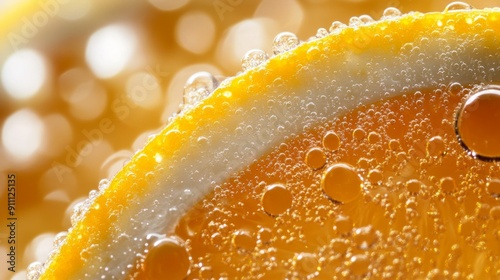 Orange Slice with Bubbles in Water photo