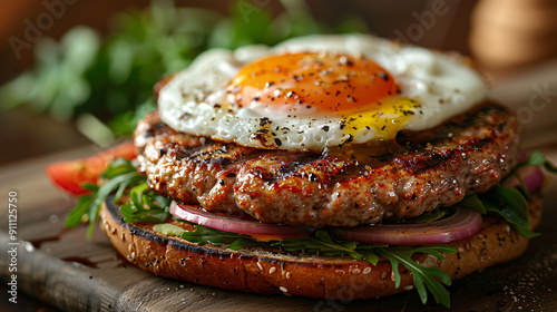 Paleo Turkey Burger Topped With A Fried Egg