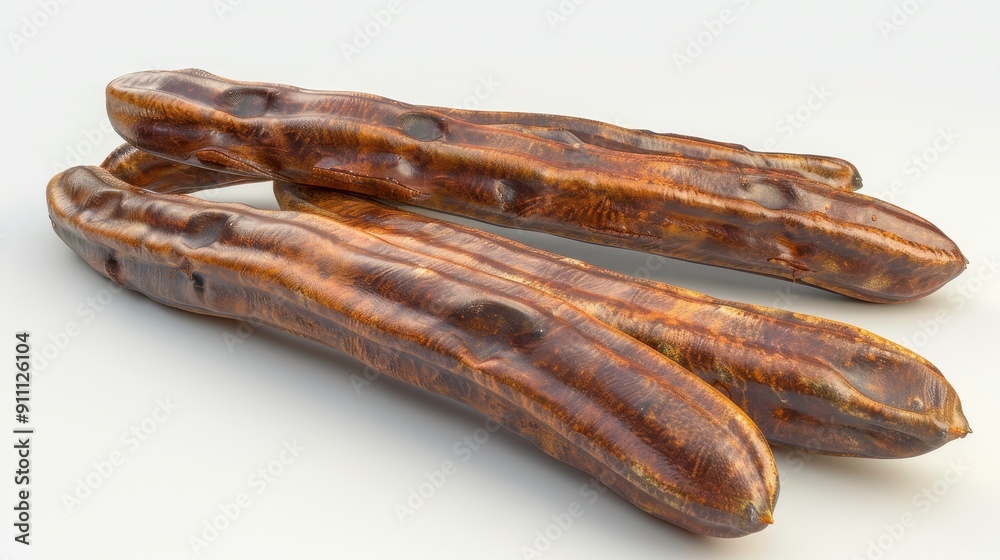 Locust bean gum, 3D illustration, realistic, isolated on white background Locust bean gum, 3D illustration, realistic, isolated on white background