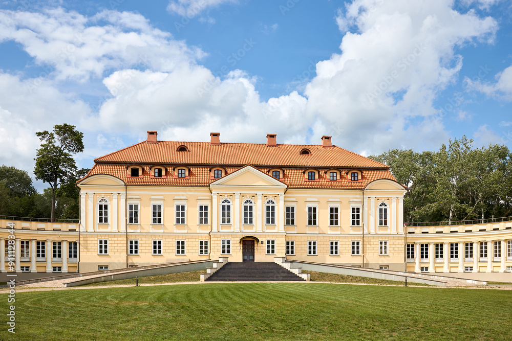 Volovich palace Old Manor and park ensemble of Valovich in Svyatsk- small village of Grodno or Hrodna region Belarus built in 18th XVIII century by Italian architect Giuseppe Sacco. Volovich palace Old Manor and park ensemble of Valovich in Svyatsk- small village of Grodno or Hrodna region Belarus built in 18th XVIII century by Italian architect Giuseppe Sacco.