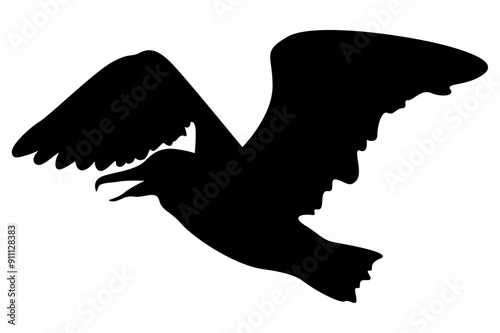 Silhouette of a Bird in Flight for Design Decoration