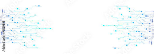 Artificial Intelligence with circuit electric line style. Digital futuristic machine learning design. AI sign for graphic design, logo, website, social media, mobile app, UI. Vector illustration