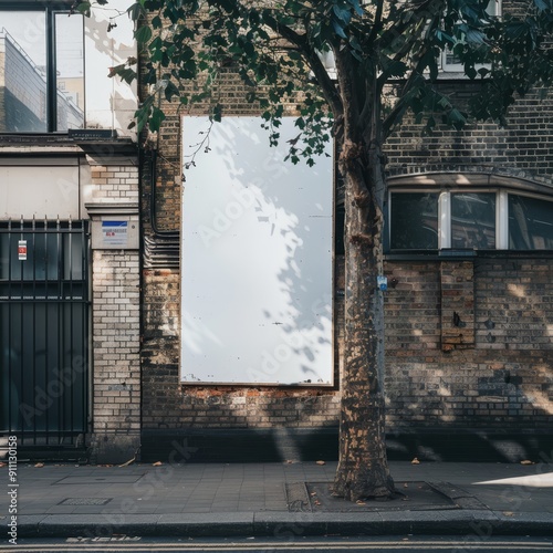 a large white billboard on the side of a building photo