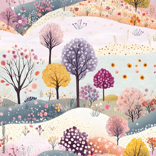 Seamless quilted landscape