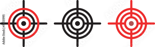 Sniper target pointer. Cursor marker, crosshairs collection. 8-bit sprite. Game development, mobile application. Isolated vector illustration. Dotted pop art illustration