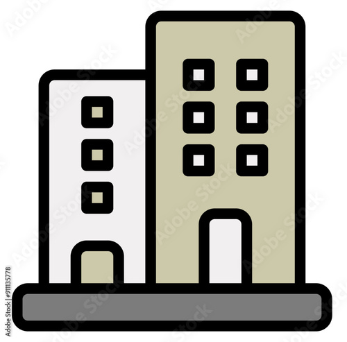 Building Icon in Filled Line Style