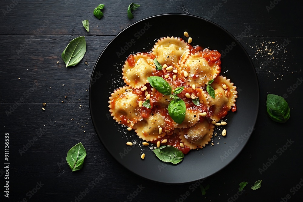 Ravioli with Tomato Sauce and Pine Nuts Ravioli with Tomato Sauce and Pine Nuts