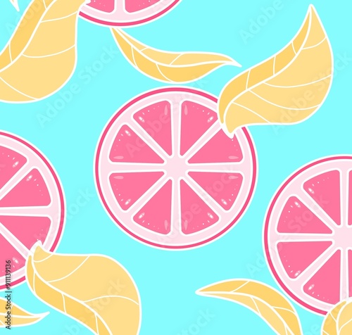 grapefruit seamless pattern agrum citrus fruits photo