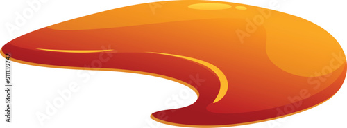 Flowing thick caramel sauce spreading on white background illustration