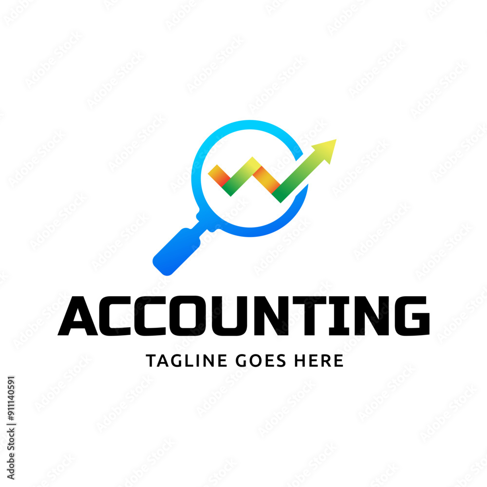 Vector logo combination of a graph and magnifier Vector logo combination of a graph and magnifier