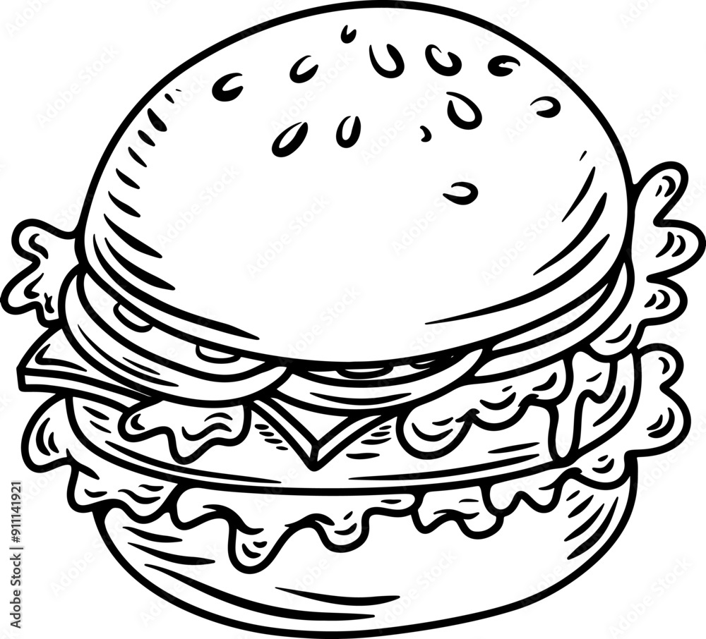 Set of hand drawn hamburger, burger. Set of doodle style hamburger, burger. Vector illustration Set of hand drawn hamburger, burger. Set of doodle style hamburger, burger. Vector illustration