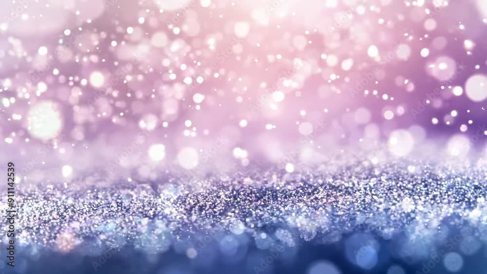Winter bokeh lights abstract background. Blurred shiny glitter particles backdrop. Defocused light. Holiday snow effect. Magical and dreamy. New Year and Christmas. 