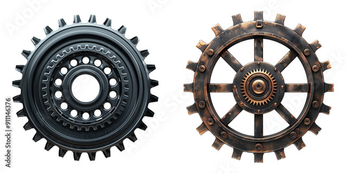 gears setting isolated on transparent background
