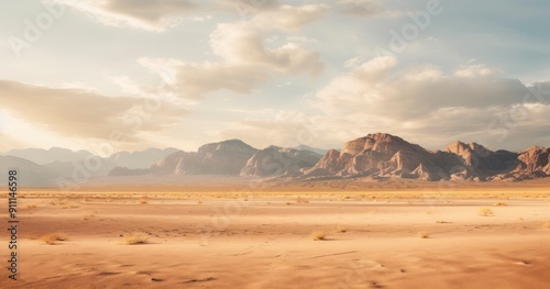 Desert landscape with mountains in the background