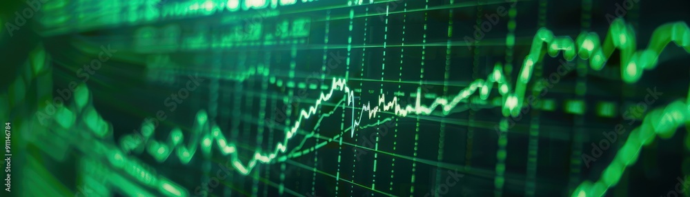 Green Stock Market Chart on Screen. Green Stock Market Chart on Screen.