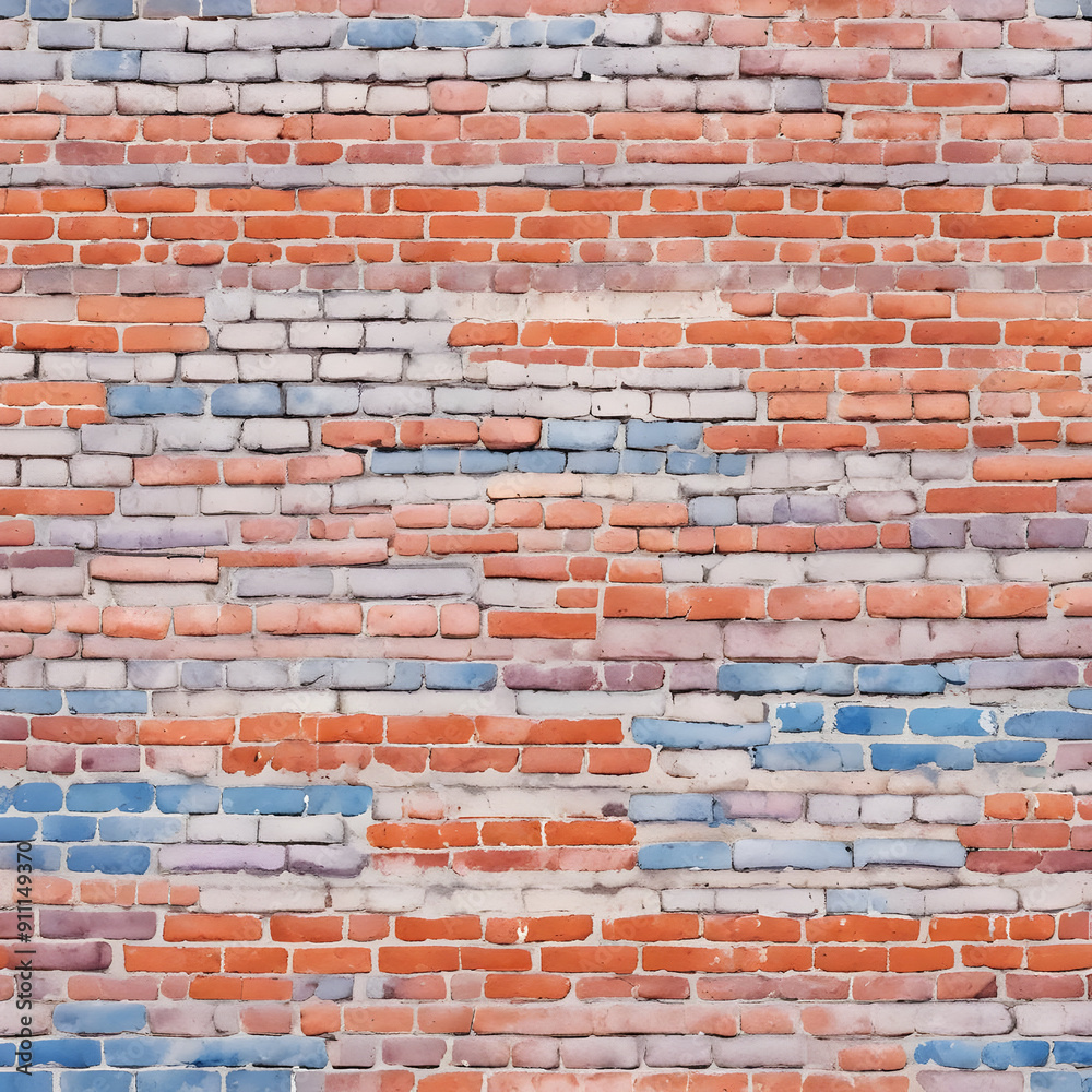 Fototapeta premium Grunge Red brick walls Seamless pattern. Realistic brick textures collection.
