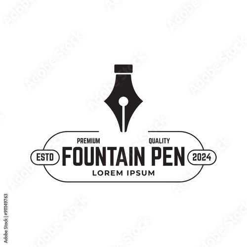 Fountain pen icon vintage style, vector illustration.