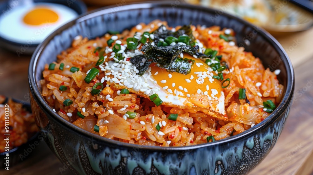 Kimchi fried rice using kimchi rice and additional ingredients Kimchi fried rice using kimchi rice and additional ingredients