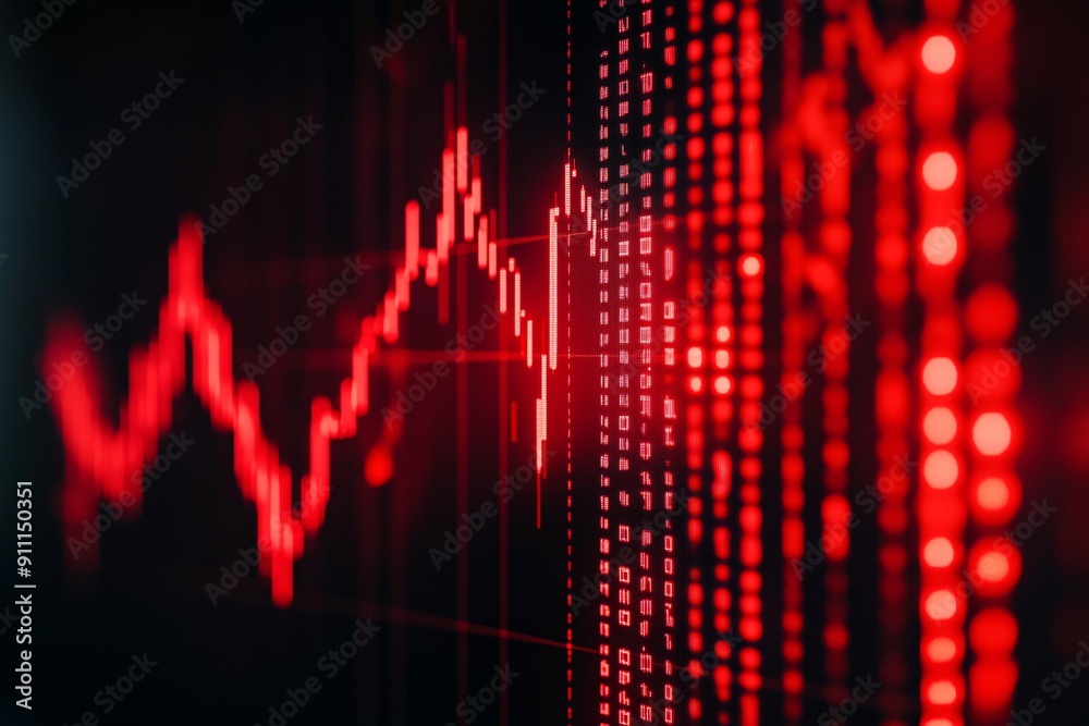 Red Stock Market Chart with Falling Prices