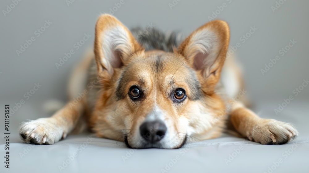 Adorable Corgi Relaxing on a Soft Couch in a Cozy Living Room Adorable Corgi Relaxing on a Soft Couch in a Cozy Living Room
