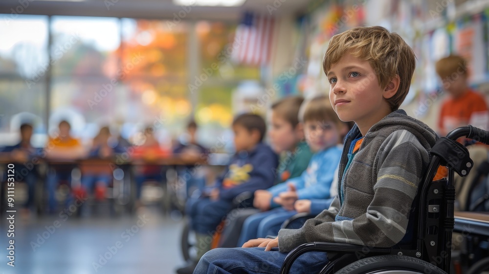 Inclusive classroom with students of all abilities learning together Inclusive classroom with students of all abilities learning together