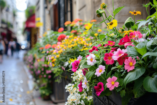 Wallpaper Mural beautiful flowers outside a market in a tipical parisian street, europe
 Torontodigital.ca