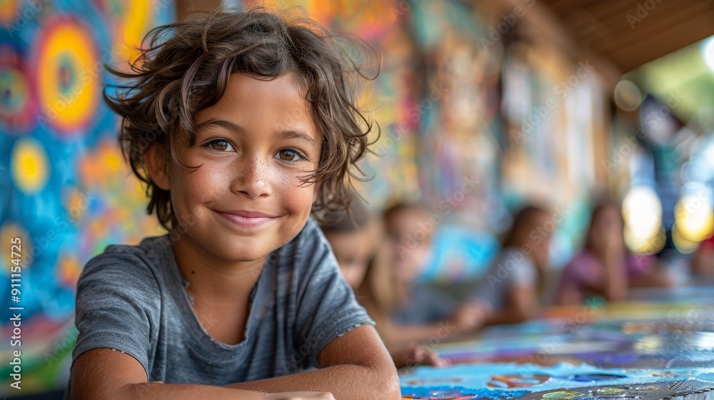 Inclusive classroom with students of different abilities creating art