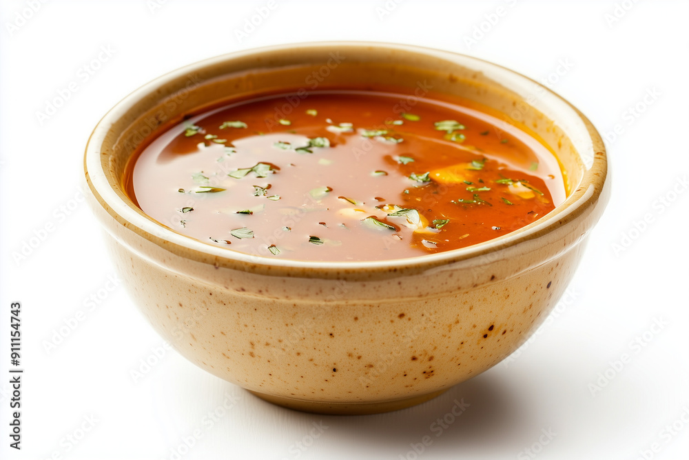 bowls of tomato soup, on white background bowls of tomato soup, on white background