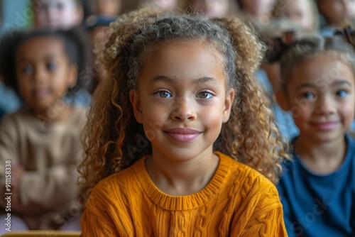 Multicultural children learning together in a classroom