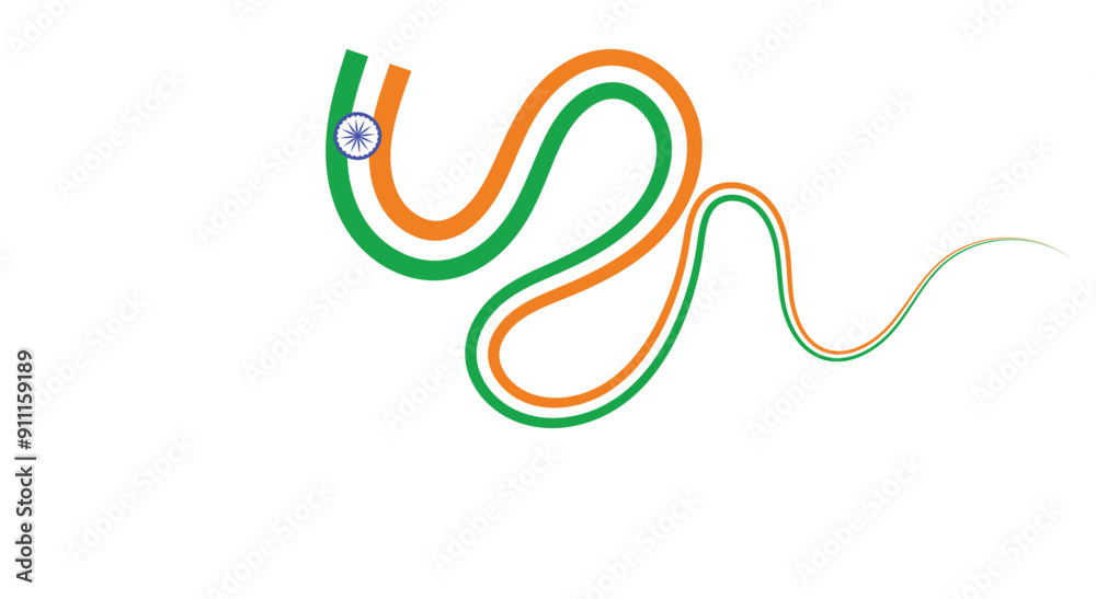 National Indian flag ribbon. Curly ribbon isolated on white background. Premium Indian flag Vector illustration. EPS 10 National Indian flag ribbon. Curly ribbon isolated on white background. Premium Indian flag Vector illustration. EPS 10