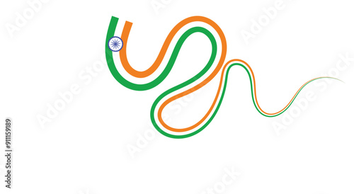 National Indian flag ribbon. Curly ribbon isolated on white background. Premium Indian flag Vector illustration. EPS 10