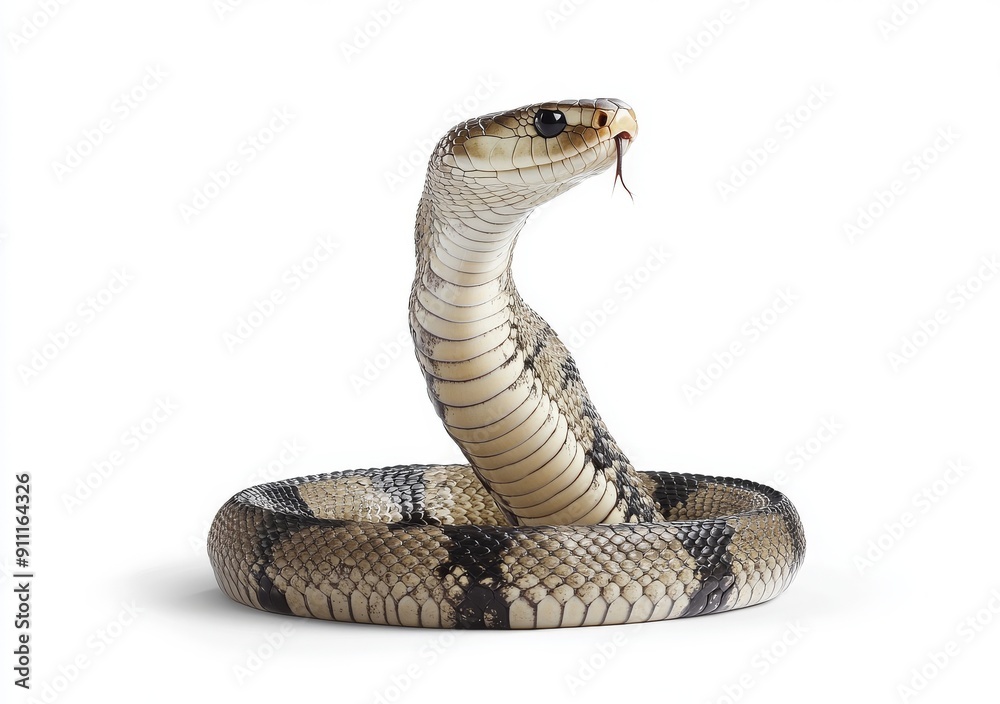 Fototapeta premium This is a brown poisonous viper snake isolated on a transparent background as a PNG file, generated by stock