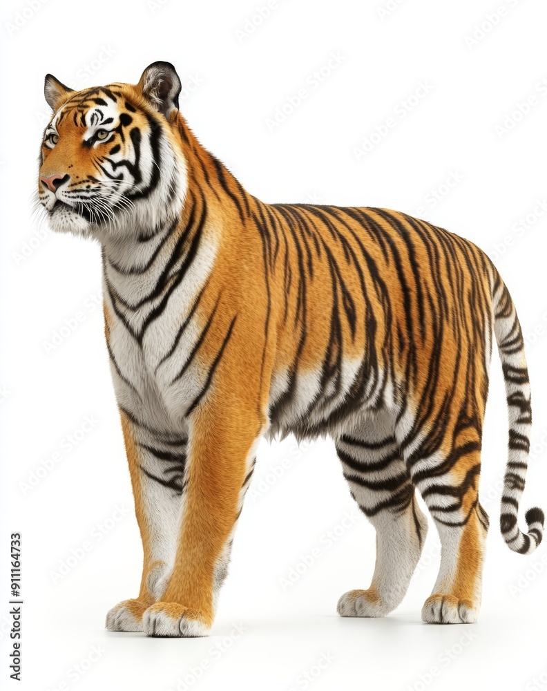 Bengal tiger standig on transparent background with its back to the camera Bengal tiger standig on transparent background with its back to the camera