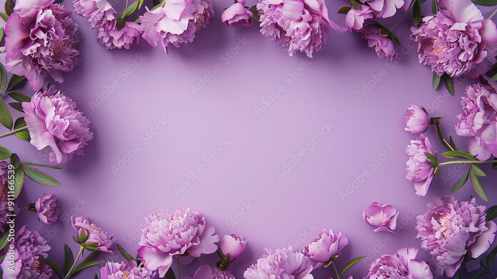 Soft purple background with peonies close-up With space for text Soft purple background with peonies close-up With space for text