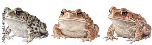 Flowing watercolour illustration of a common toad isolated on white background as a transparent PNG, generative AI animal clipart set photo