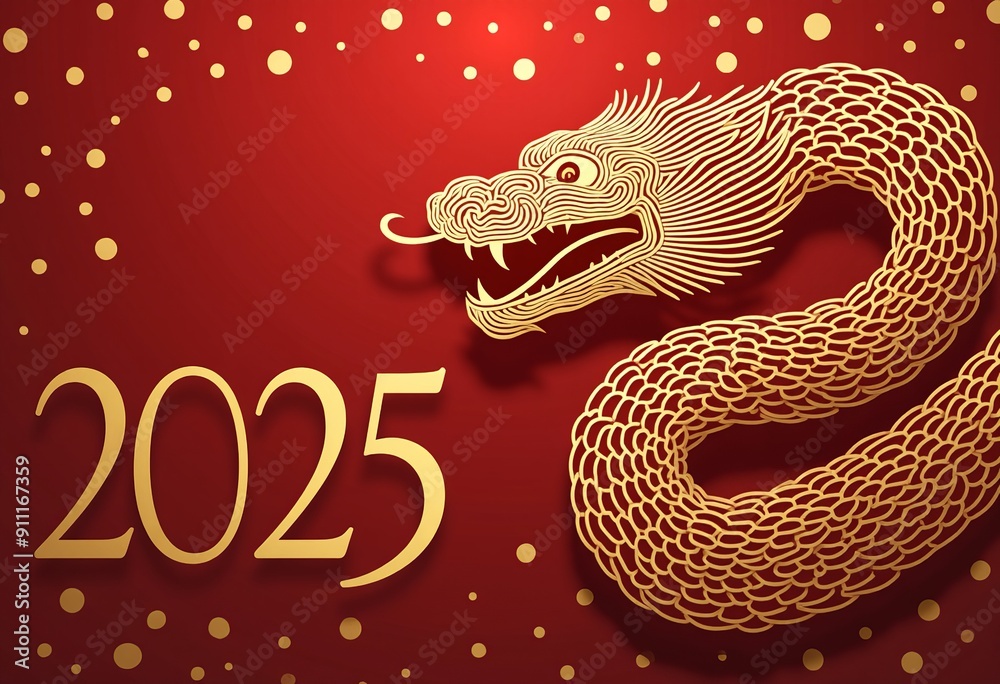 Elegant Gold Snake Line Art: Modern Chinese New Year Elegant Gold Snake Line Art: Modern Chinese New Year