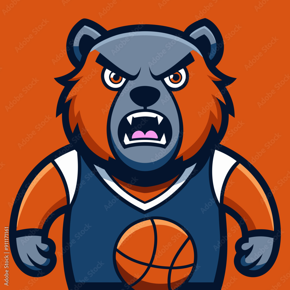 Obraz premium cartoon vector illustration basketball bear