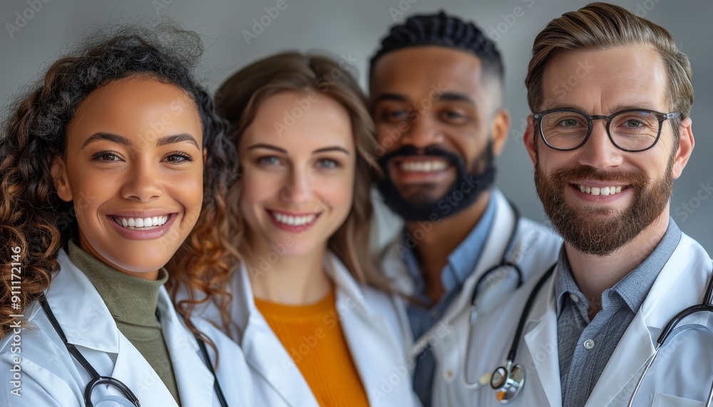 Team of diverse medical professionals discussing patient care in a hospital Team of diverse medical professionals discussing patient care in a hospital