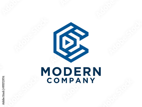 Free Download Abstract Initial Letter C Logo. Blue Rounded Line Infinity Style isolated on White Background. Usable for Business and Technology Logos. - GFXLoad