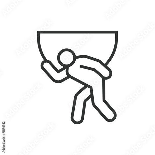 Burden, in line design. burden, weight, stress, pressure, heavy load, responsibility, struggle on white background vector. For the theme Burden editable stroke icon.