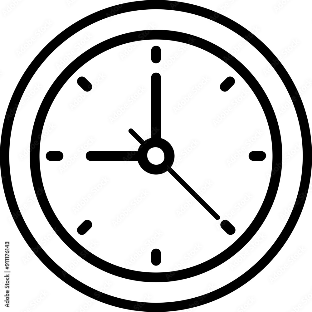 Clock vector icon in outline style Clock vector icon in outline style