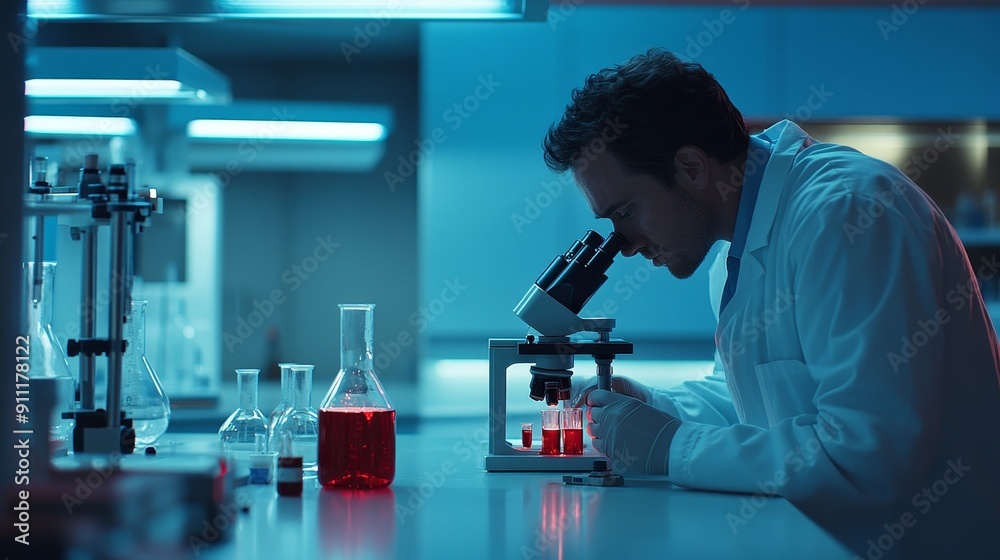 A professional health care research worker works in a life sciences laboratory or in a hospital chemistry lap experiment A professional health care research worker works in a life sciences laboratory or in a hospital chemistry lap experiment