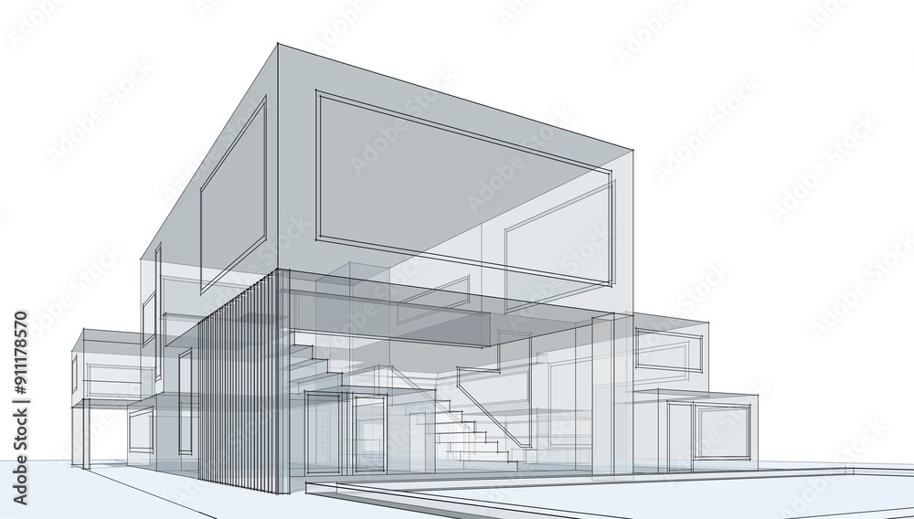 house building architecture 3d illustration house building architecture 3d illustration