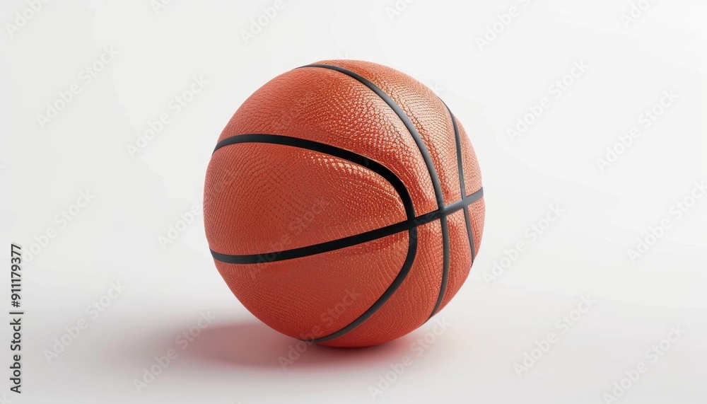 A Brightly Colored Basketball Resting on a Simple White Background With Dramatic Lighting A Brightly Colored Basketball Resting on a Simple White Background With Dramatic Lighting