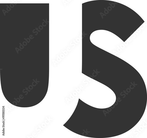 US creative geometric initial based modern and minimal logo. Letter u s trendy fonts.