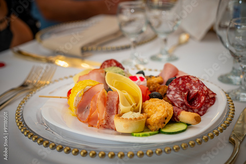 plate of colorful and various appetizers