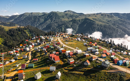 Aerial view of Gomismta village in the Ozurgeti Municipality of Guria in western Georgia photo