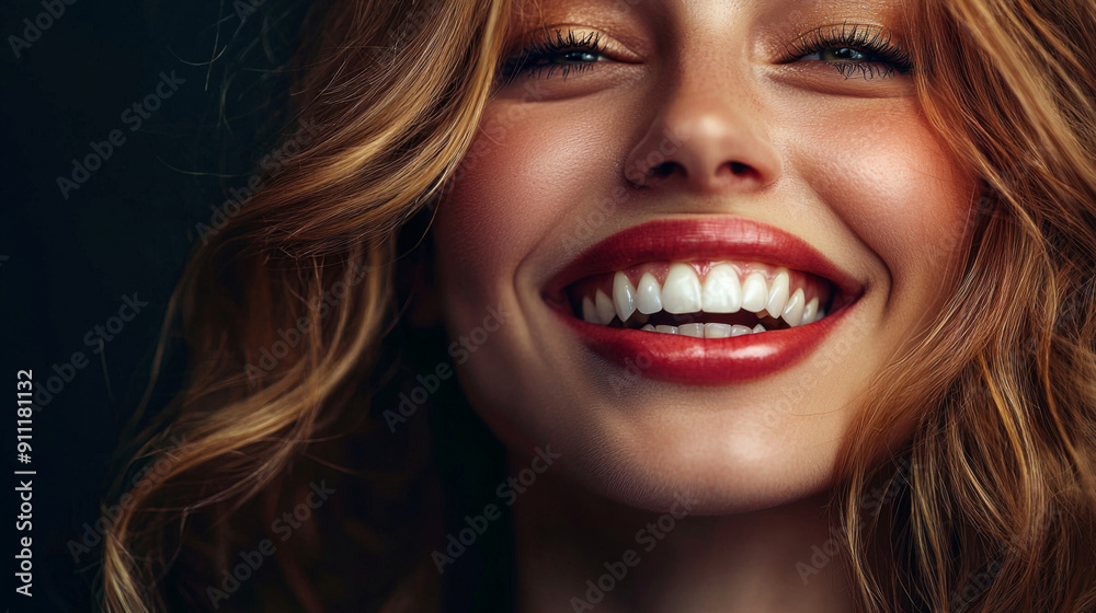 A woman with long red hair and a big smile A woman with long red hair and a big smile