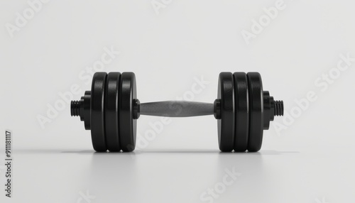 Black Dumbbell With Weight Plates in a Minimalist Indoor Gym Setting During Daytime